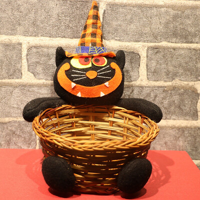 

Toponeto Doll Fruit Decoration Bowl Halloween Ghost Candy Basket Home Decor Hand-Woven