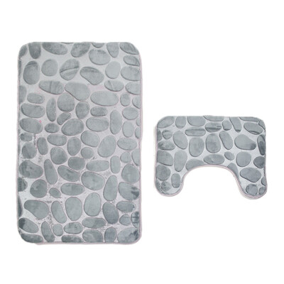 

Toponeto Two Sets of Toilet Floor Cushion 2 sets of 3D Cobblestone Bathroom Cushion