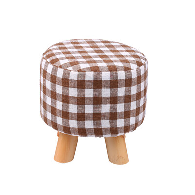 

Ottoman Pouf Round Fabric Creative Solid Wood Thickened Footstool Padded Foot Rest Folding Storage Seat Stool with Removable Cover