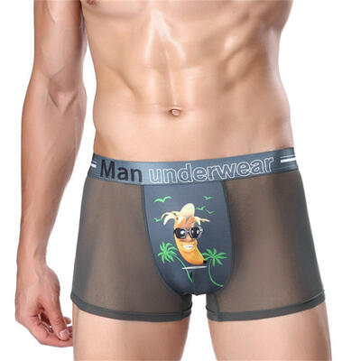 

Mens Modal Sexy Silk Printing Breathable Boxers Underwear Taste 3D Banana Pattern 6 Colors Optional