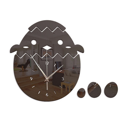

Toponeto 3D Broken Shell Chicken Shape Acrylic Mirror Home Decoration Wall Clock