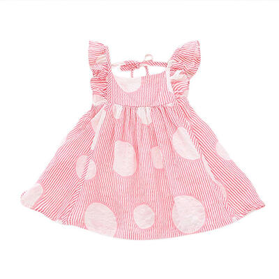 

Summer Cute Dot Striped Flying Sleeve Kids Girl Shirt Backless Casual Tops