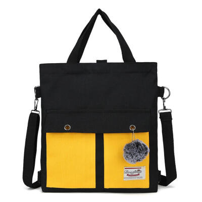 

Hit Color Shoulder Handbags Women Pompon Decor Messenger Bags Canvas Totes