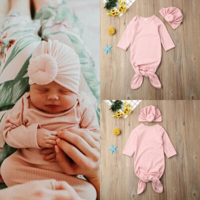 

Newborn Infant Baby Swaddle Blanket Sleeping Swaddle Muslin WrapHat Outfits US