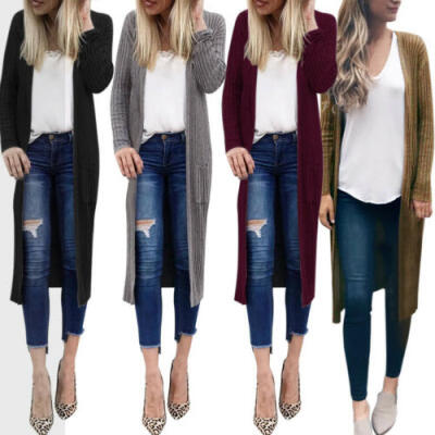 

Women Long Cardigan Loose Sweater Long Sleeve Knitted Outwear Jacket Coat Tops