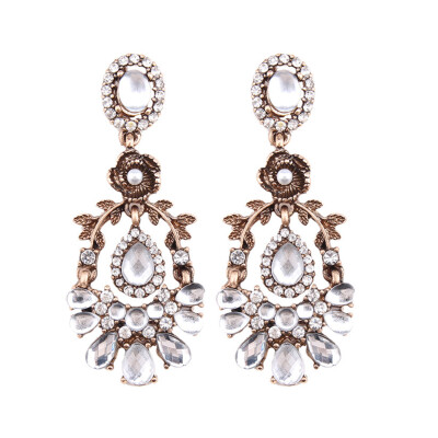 

High Quality Trendy Style Fashion Women Crystal Vintage Statement Long Drop Dangle Earrings Women Jewelry