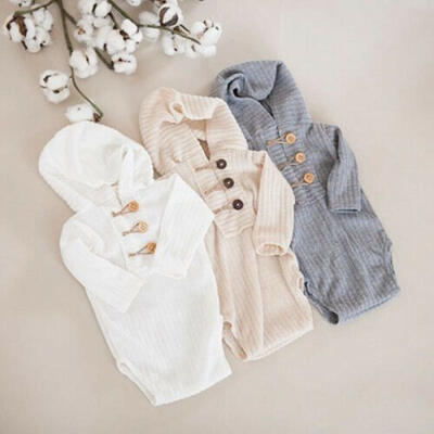 

US Newborn Baby Girl Boy Long Sleeve Hooded One-Pieces Romper Outfits Clothes