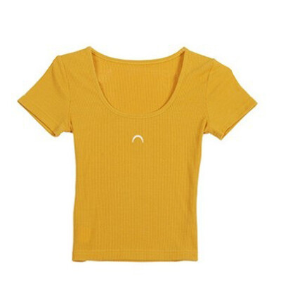 

Women Embroidered U-neck Tight Summer Loose Short Sleeve Casual Simple Wild T-Shirt