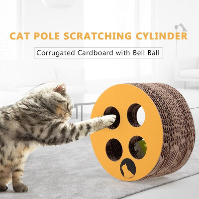 

Cat Scratcher Pole Scratching Cylinder Corrugated Cardboard with Bell Ball Cat Scratch Play Toy Random Color
