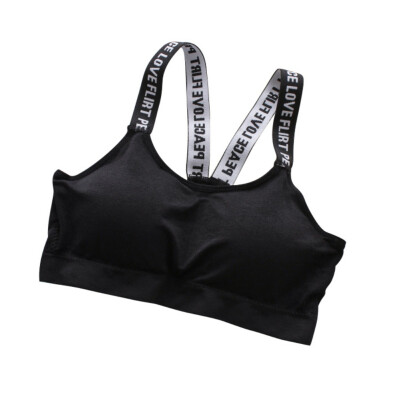 

Women Stretch Crop Yoga Padded Sports Bra Seamless Letter Racerback Fitness Vest Tops