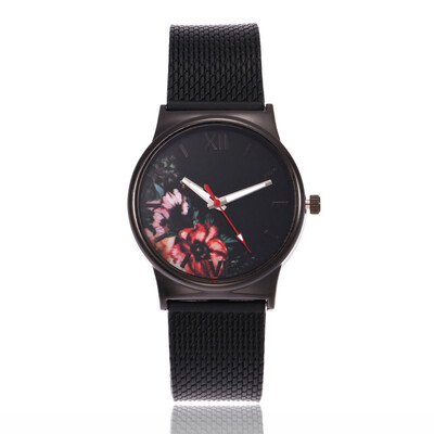 

European&American fashion ladies watch flower dial plastic