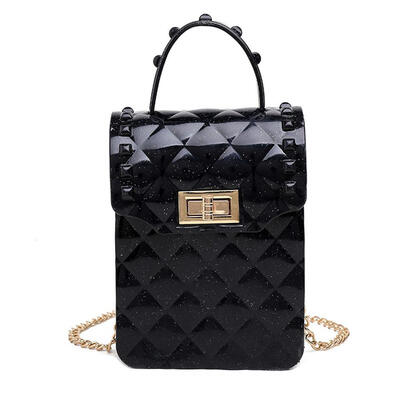 

Women Cute Fashion PVC Mobile Phone Bag Chain Jelly Small Shoulder Bags