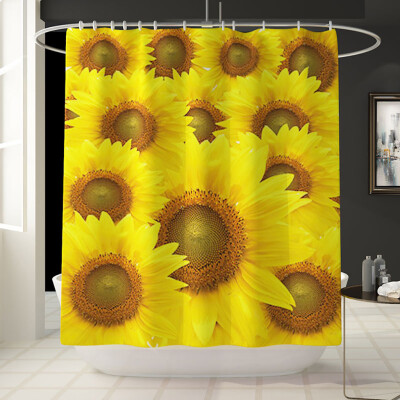 

Gobestart Sunflower Shower Curtain Floor Mat Four-piece Bathroom Mat Set