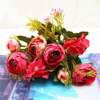 

Toponeto 1 Bouquet Vintage Artificial Peony Silk Flowers Bouquet for Decoration