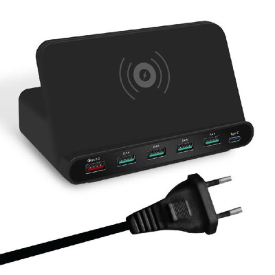

3 in 1 Universal Qi Wireless Recharger For Smartphone Multi USB Quick Charge Holder
