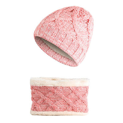 

2pcsset Cute Kids Girls Winter Warm Fleece Kintted Beanie Hats Scarf Gift