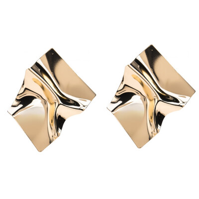 

1Pair New Simple Irregular Earrings Block Geometric Big Earrings Concave Convex Metal Texture Sequins Fashion Earrings