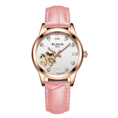 

Trend lady mechanical watch luminous waterproof leather strap female student watch
