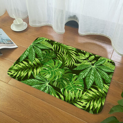 

Gobestart Tropical Plant leaves Pattern Polyester Bathroom Kitchen Carpet 40x60cm