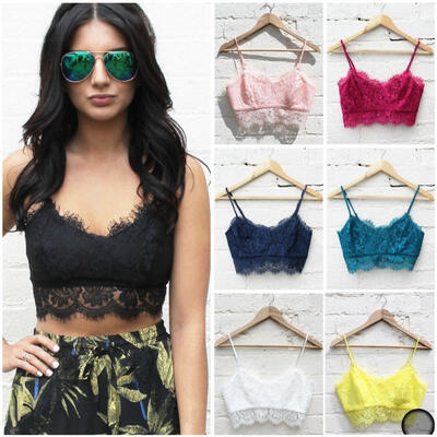 

Sexy Women Lace Floral Unpadded Bralette Bralet Bra Bustier Crop Top Cami Tank