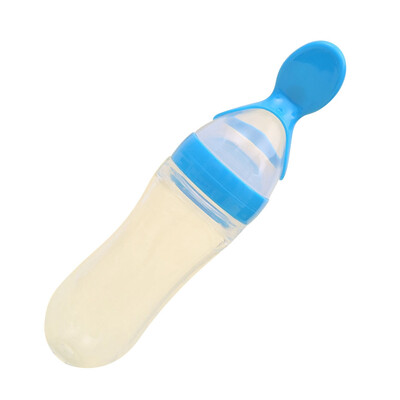 

Newborn Baby Squeezing Feeding Bottle Spoon Infant Cereal Food Feeder