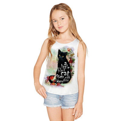 

Teen Toddler Kid Girl Sleeveless 3D Cartoon Print Cartoon Tops Casual Clothes