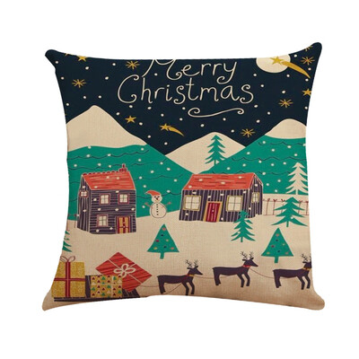 

〖Follure〗Xmas Cotton Pillow Case Linen Cushion Cover Merry Christmas Home Decoration