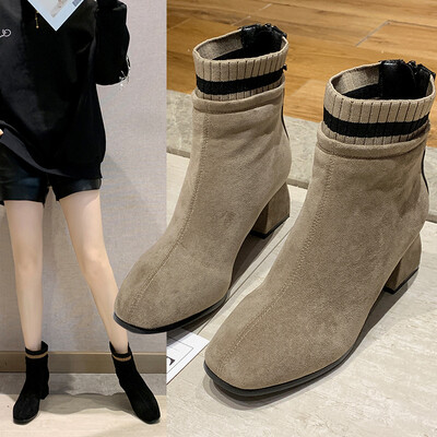 

Skinny boots womens autumn&winter new wool mouth high heel boots Europe&the United States