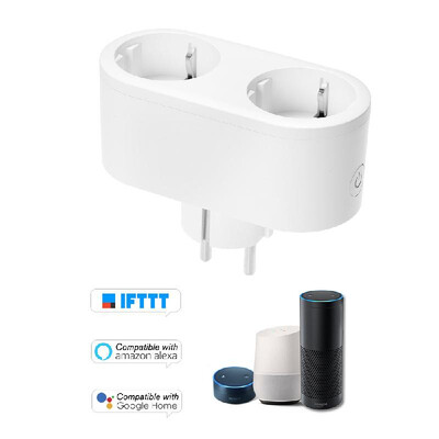 

Smart WiFi Socket EU Type E with Dual Outlet Remote Control by Smart Phone from Anywhere Timing Function Voice Control Compatible