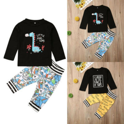 

USA 2PCS Kids Baby Boys Clothes Outfit Set T Shirt TopsDinosaur Pants Leggings