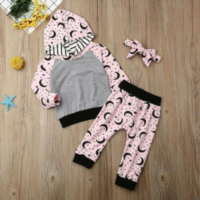 

UK Newborn Kid Baby Girl Clothes Hooded Tops Pants Autumn Outfits Sets Tracksuit