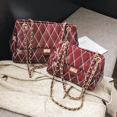 

Qiao Bani 2018 new European&American style fashion street shooting trend rhombic chain bag shoulder diagonal trend handbags