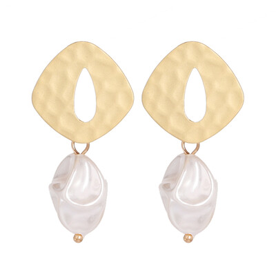 

AOTEMAN Fashion round Pearl Flower stud Earrings For Women Wedding Party Girl Geometric Statement Earrings boho ZA Jewelry