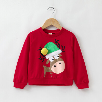 

Toddler Kids Baby Girls Boys Christmas Hats Elk Print Pullover Sweatshirt Tops
