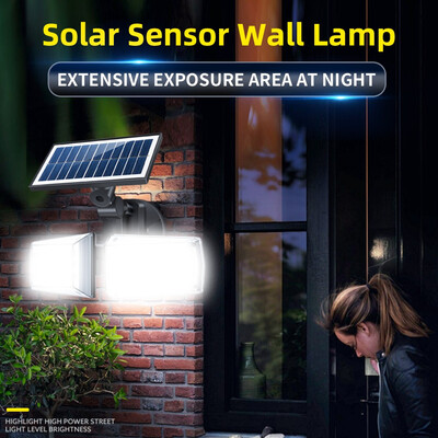 

〖Follure〗Solar Wall Light Microwave Human Body Induction Lamp Double Head Rotatable 80COB