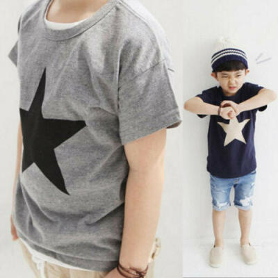 

Toddler Infant Baby Girl Boy Star Print Top T-shirt Blouse Cotton Clothes Summer