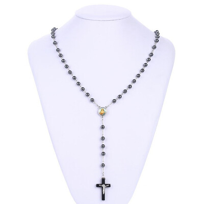 

Products Faux Pearl Catholic Rosary Necklace Rosary Necklace Black Cross Religious Necklace