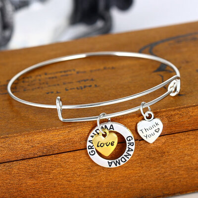 

Love Heart Bangle Mother Sister Grandma Daughter Pendant Bracelet Thank You Gift