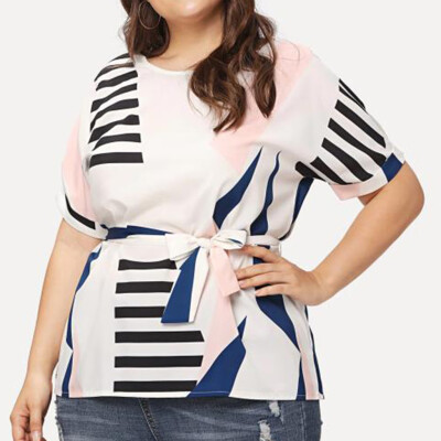 

Roseonmyhand Womens Plus Size Casual Print Ladies T-shirt Short Sleeve O-Neck Top Blouse