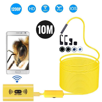

8mm Wireless Endoscope Camera IP68 Waterproof WiFi Inspection 20MP HD 8 LED Semi-Rigid Cable Borescope for iPhones iPads Android