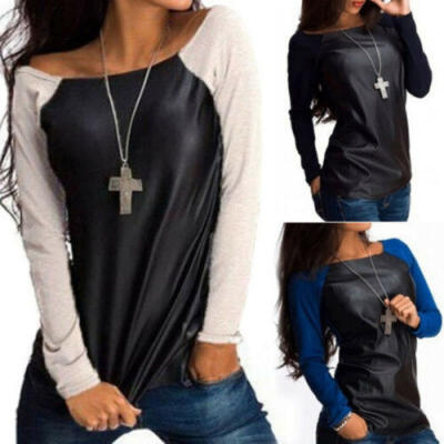 

US Fashion Womens Long Sleeve Loose Blouse Casual Shirt Summer Tops T-Shirt