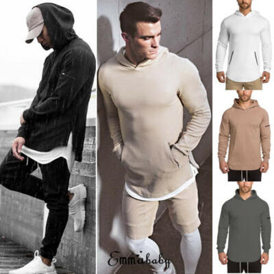 

Mens Hoodie Sweatshirt Pullover Coat Long Sleeve Sports Fitness Pockets Jackets