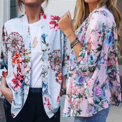 

Spring Womens Floral Casual Jacket Coat Ladies Outwear Suits Tops Cardigans USA