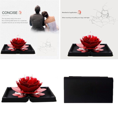 

Siaonvr 3D Pop Up Rose Ring Box Wedding Engagement Jewelry Storage Holder Case Bump