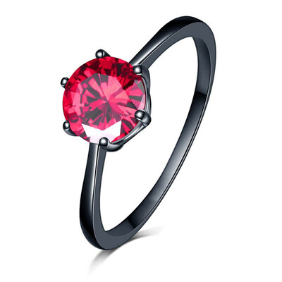 

Charm Female Fire Opal Ring Heart Purple Elegant Ring Gold Black Filled Jewelry Rings Vintage Wedding For Women