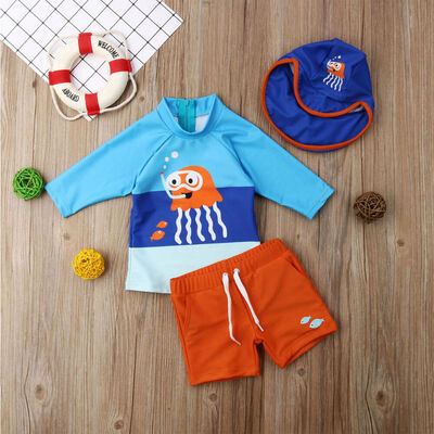 

3pcs Toddler Baby Kids Boys Shark Swimwear Surfing Swimsuit Beachwear Rashguard