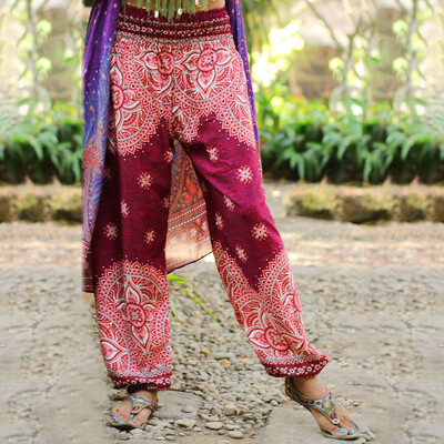 

Tailored Men Women Thai Harem Trousers Boho Festival Hippy Smock High Waist Yoga Pants
