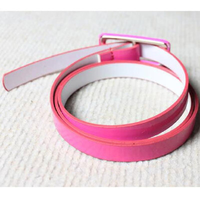 

Fashion Women Girls Candy Colors Belt Adjustable Low Waist Narrow Thin Skinny Belt PU Leather Purple