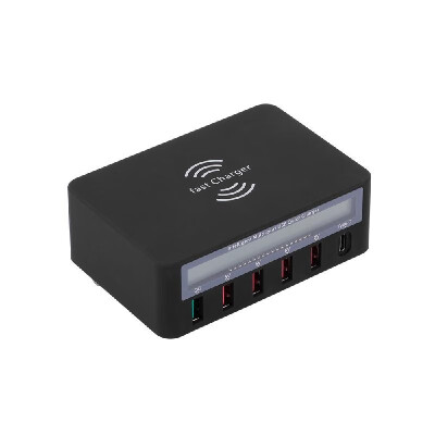 

Smart Charging Station with 6 Ports LCD USB Charging Dock Wireless Charger of Universal Compatibility Charging Station for Family