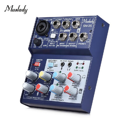 

Muslady SM-35 Compact Size 4-Channel Sound Card Mixing Console Digital Audio Mixer Supports 5V Power Bank USB Power Supply 2-band